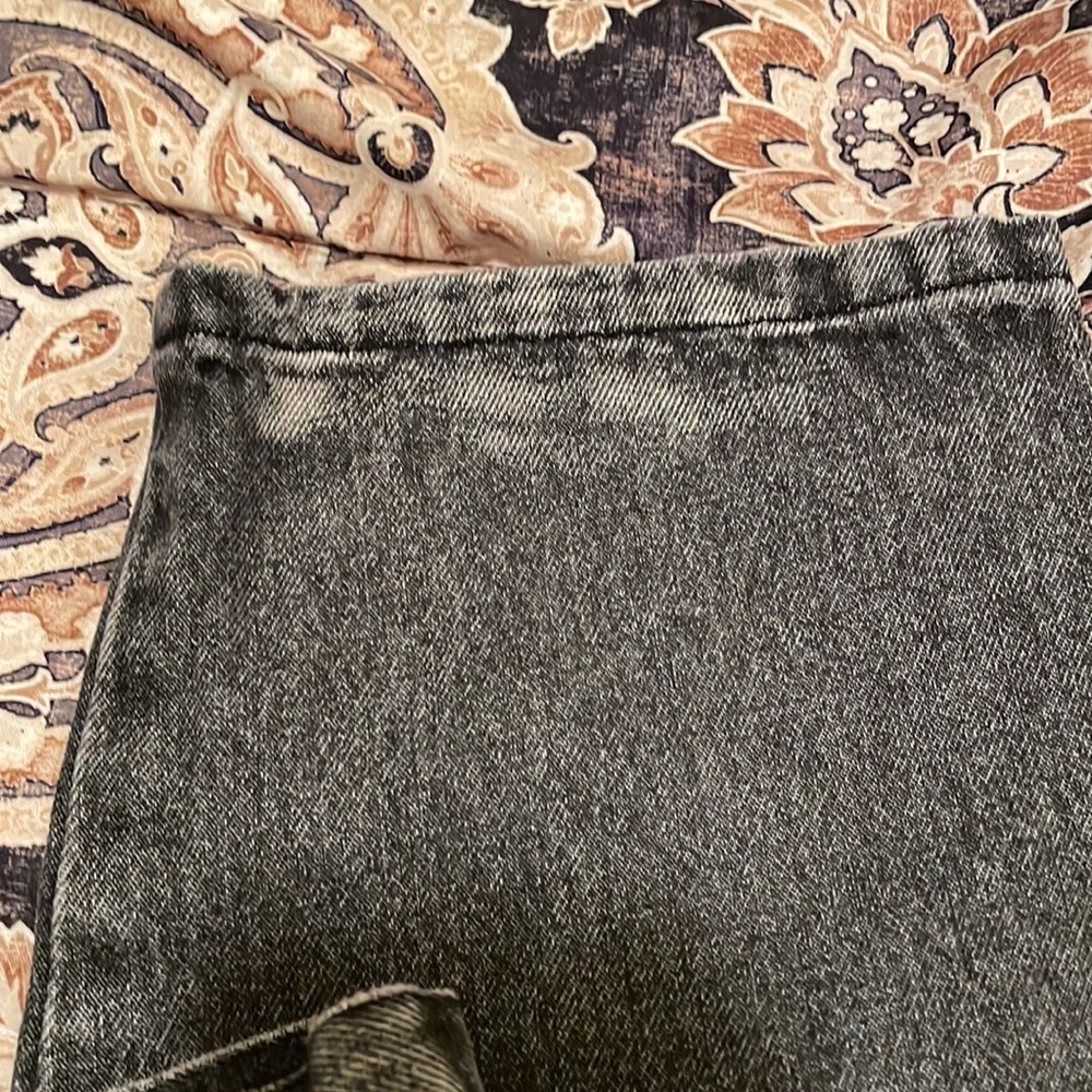 Black grey denim paperbag high waist pant - Picture 8 of 11